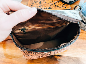 Tooled Leather & Hide Sling Bag