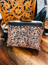 Load image into Gallery viewer, Tooled Leather &amp; Hide Sling Bag